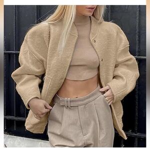 Women's Tan Fleece Jacket